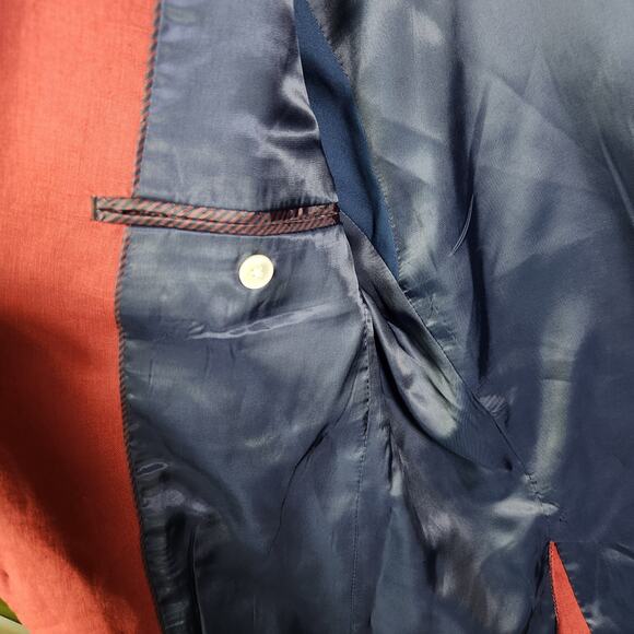 Lauren Ralph Lauren Linen Sport Coat Blazer Jacket 36R Men Preppy Rust Red Fall - Picture 7 of 15